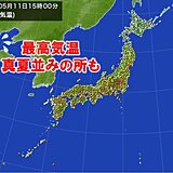 山梨や群馬、静岡で33℃以上　広く季節先取りの暑さ