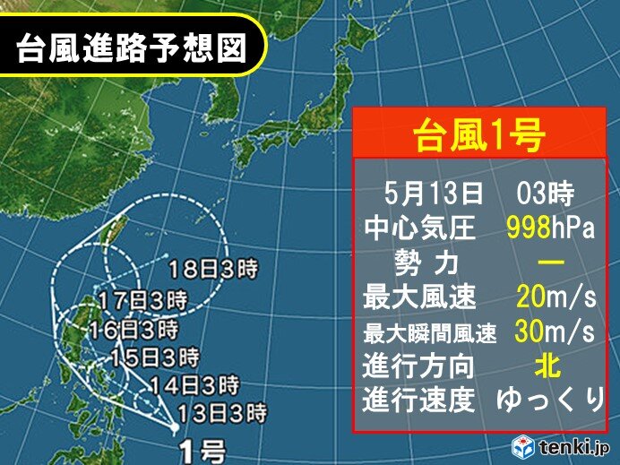 4年ぶりに遅かった台風1号 早くも沖縄に接近か 日直予報士 年05月13日 日本気象協会 Tenki Jp