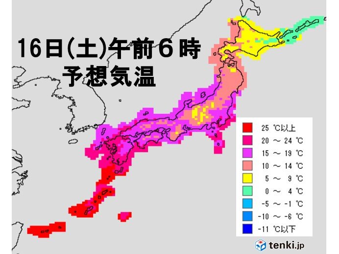 朝の気温　九州は今年最も暖かい朝