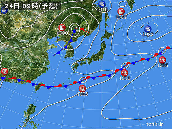 24日(日)　関東や東北も晴れ間あり