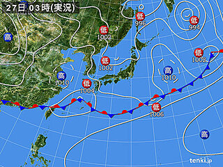27日 東北付近は急な強い雨や雷雨 東海~九州は晴れ