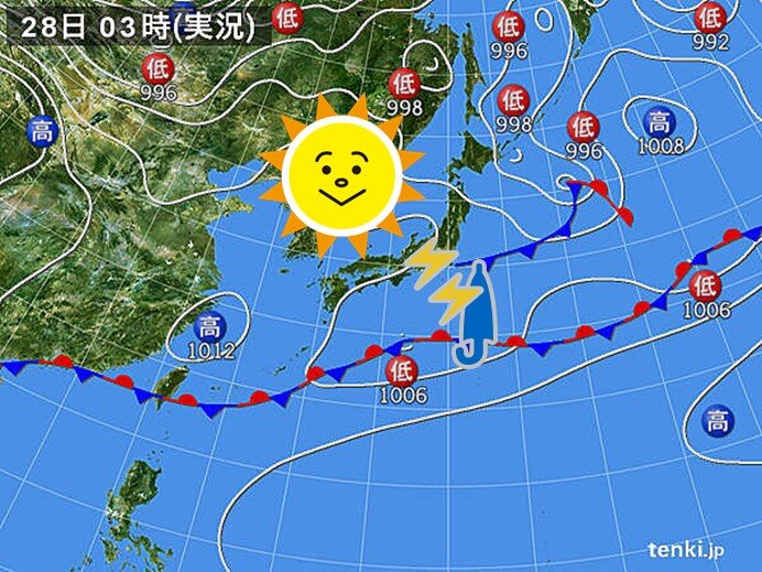 28日　カラッとした暑さ30度予想も　関東はにわか雨