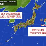 北海道の帯広で34度　全国で今年最高