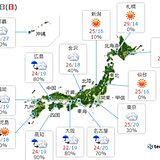 31日　5月の終わりは雨や雷雨　激しく降る所も