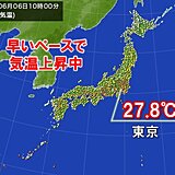 関東甲信や東海　気温グングン上昇中　30度前後まで上がる