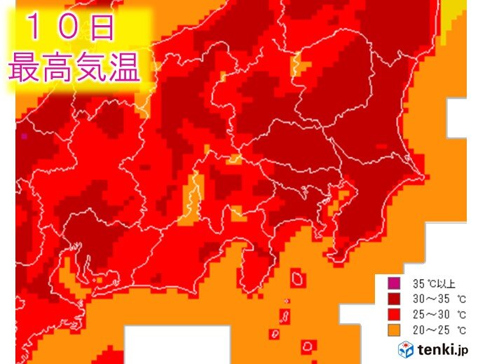 関東　あすも暑い　都心2日連続で真夏日か