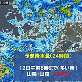 中国地方　11日は西部を中心に激しい雨の降るおそれ