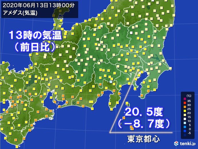 関東　暑さ収まる　東京は12日ぶりに25度未満