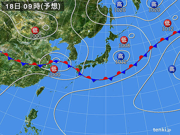 18日(木)は梅雨前線北上　19日(金)は九州～関東で大雨の恐れ