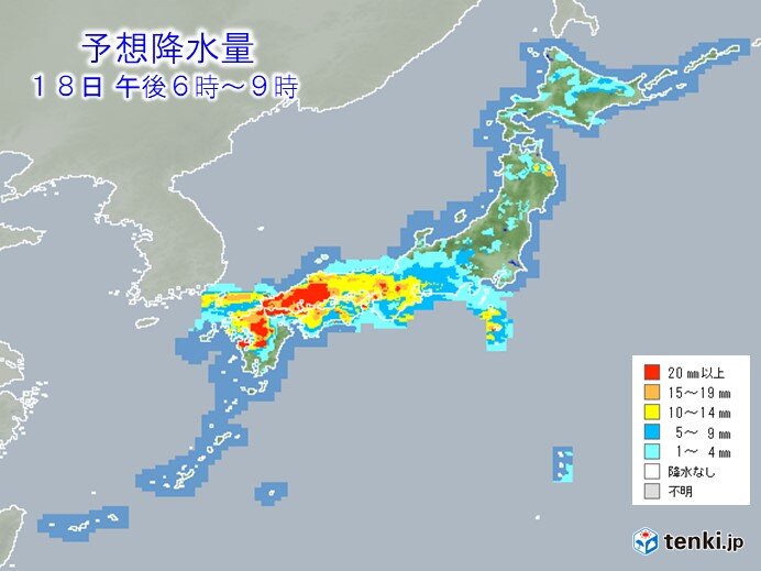 18日 西日本は断続的に激しい雨 東海や関東も梅雨空 気象予報士 青山 亜紀子 年06月18日 日本気象協会 Tenki Jp