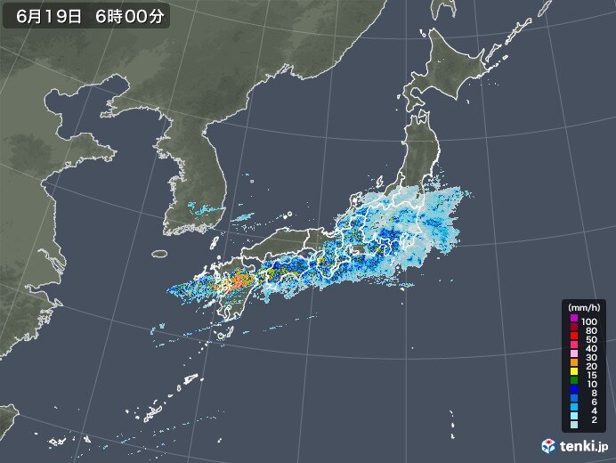 九州～関東は広く雨でピークは午前　午後は東北と北海道で雷雲発達