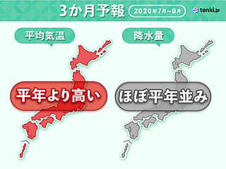 2020年　真夏は猛暑に　9月は厳しい残暑　3か月予報