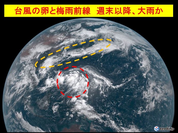 台風の卵北上　梅雨前線活発化　大雨の恐れ