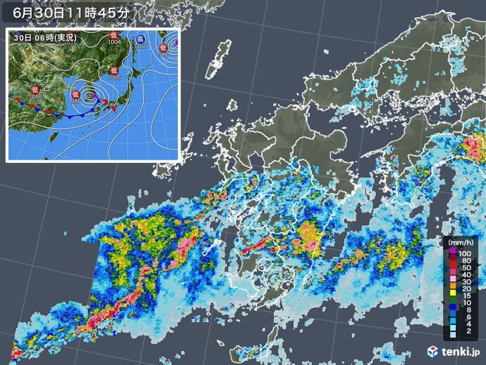 九州南部 今夜にかけて滝のような雨 土砂災害に厳重警戒 気象予報士 山口 久美子 年06月30日 日本気象協会 Tenki Jp