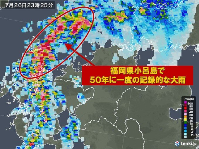 福岡県で50年に一度の記録的な大雨 日直予報士 年07月27日 日本気象協会 Tenki Jp