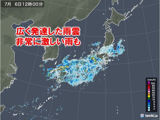 中国、四国から関東甲信にも発達した雨雲　大雨警報も