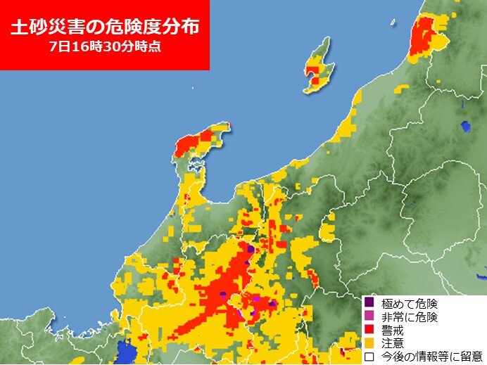 北陸　大雨は明日も継続　浸水・土砂災害・河川増水に要警戒