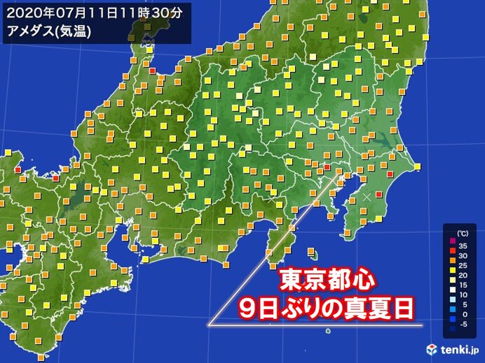 東京都心は9日ぶりの真夏日　熱中症や雷雨にも注意