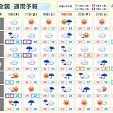 週間　土日は梅雨前線が西日本から東日本に　再び広く雨