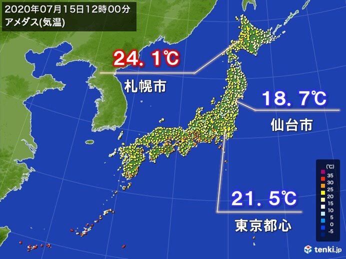 正午の気温　東京都心や仙台　札幌より低く　5月並み