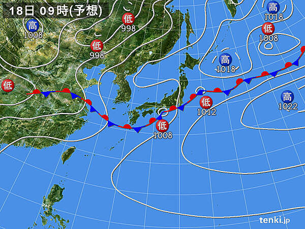 18日　午前中心に関東甲信や東海で大雨のおそれ