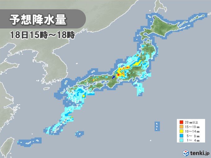 18日午後　雨の範囲広がる　岐阜県などの被災地も注意を