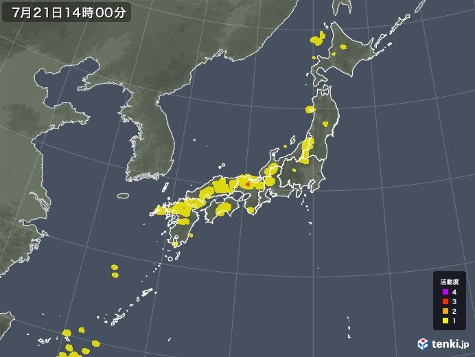 近畿などで落雷を観測　このあとも日本海側を中心に雷雨に