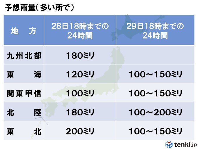 火曜も非常に激しい雨の恐れ　北陸や東北は水曜にかけて記録的な大雨も