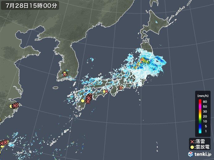 西日本に雷雲発生　土砂降りの雨も　天気の急変に注意