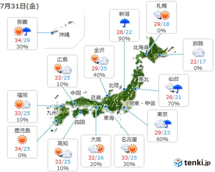 過去の天気 実況天気 年07月31日 日本気象協会 Tenki Jp