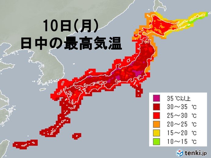 東京都心、名古屋、大阪など最高気温35℃以上　広く熱中症に警戒