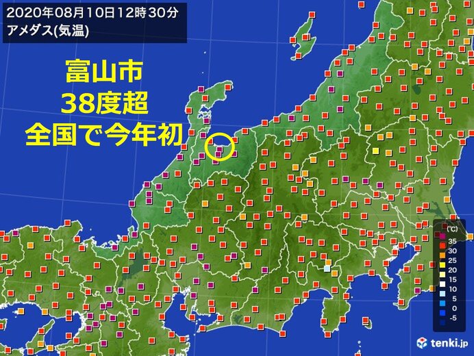 富山市で38度超　全国で今年初