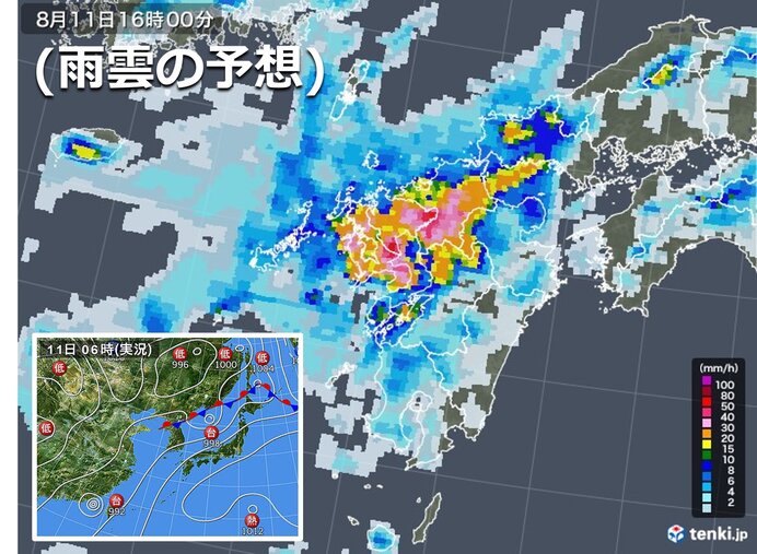 九州北部　局地的に非常に激しい雨　大雨に警戒