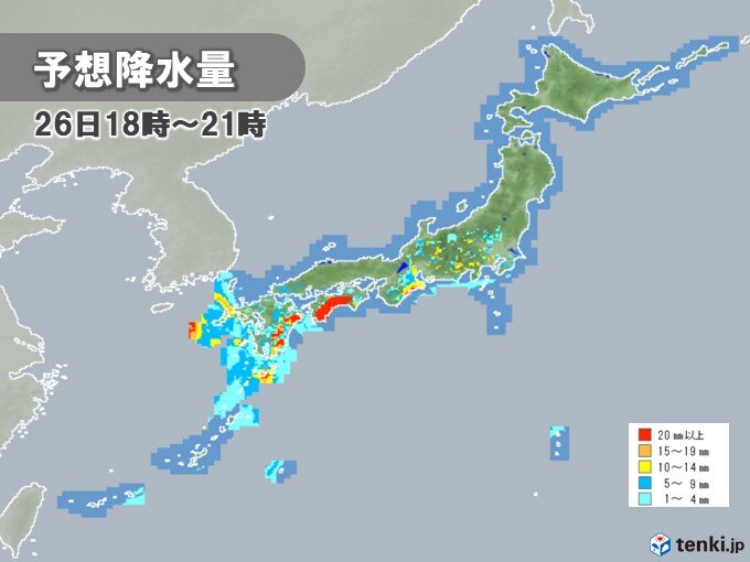 沖縄は今夜から26日まで、四国は26～27日にかけて大雨のおそれ