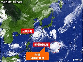 中国地方　週末にかけて相次ぎ台風接近のおそれ