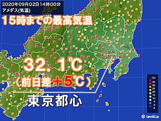 関東地方　夏の暑さ戻る　東京都心32.1℃　夜も熱中症に注意
