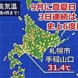 最長記録の可能性も　9月の北海道で真夏日続く