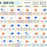 週間天気　4連休にかけぐずつく　厳しい暑さ戻る所も