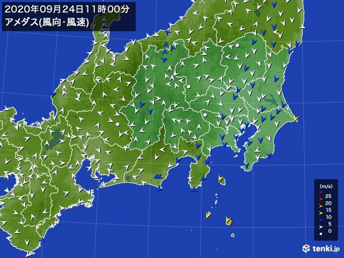 沿岸部で風強く