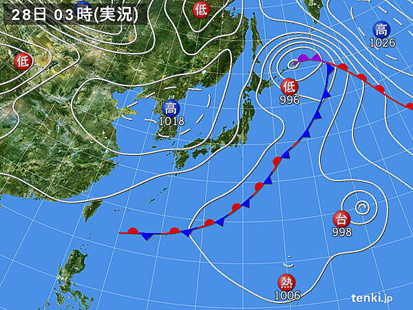 28日　関東以西は青空　にわか雨はごく一部　北陸以北も天気回復へ