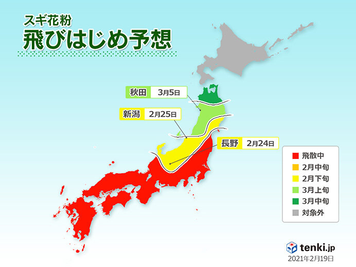 21年 春の花粉飛散予測 第4報 日本気象協会 Tenki Jp