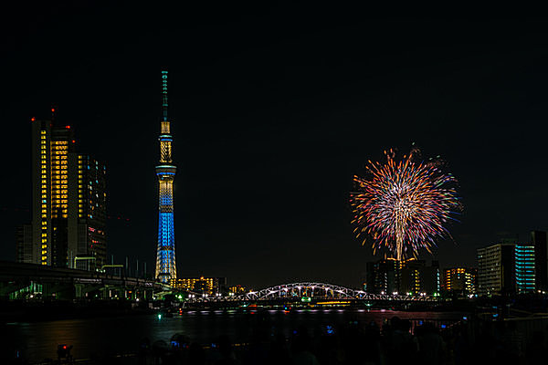 隅田川上空に咲く花火