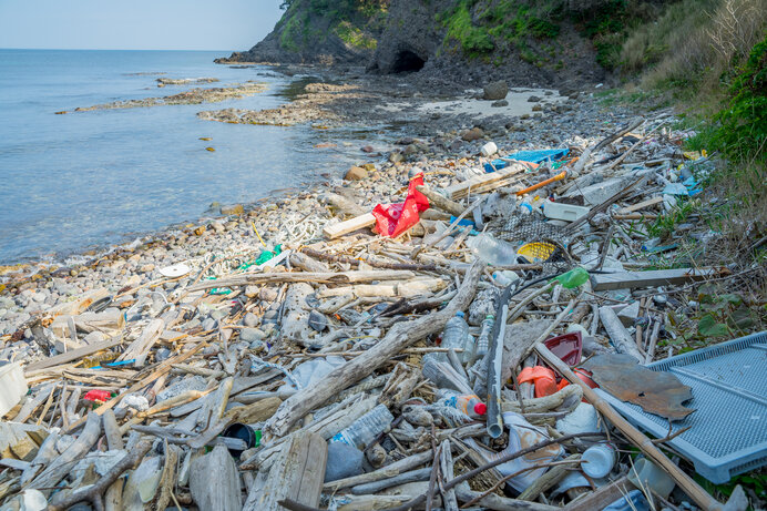 美しい海岸を埋め尽くすゴミ。すべて人のなせるわざ