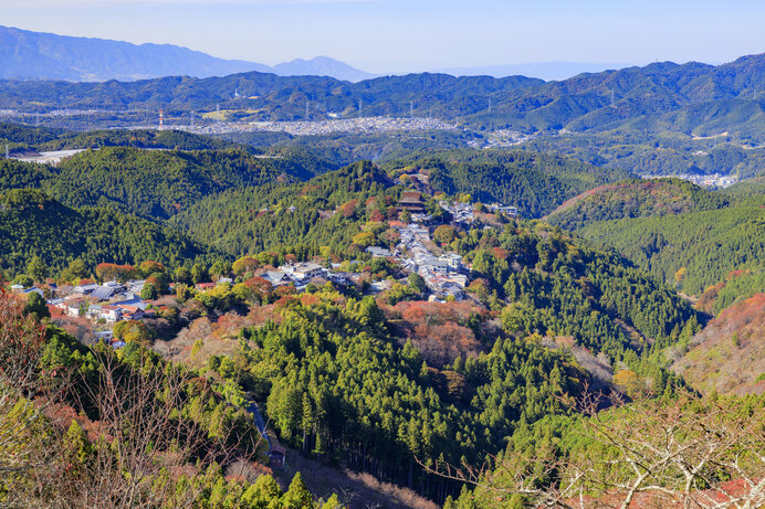 花矢倉展望台から見渡せる吉野山の紅葉がおすすめ