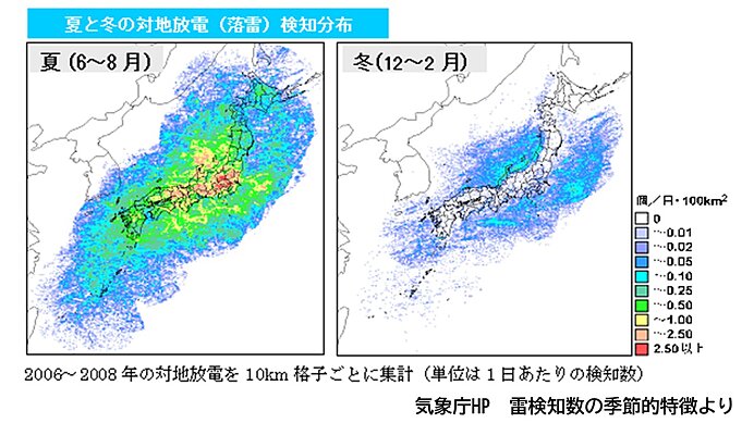 八ヶ岳は夏季の雷が多い