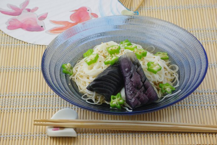 〈石川〉なすそうめん／〈香川〉なすそうめん／煮込んだなすとともに