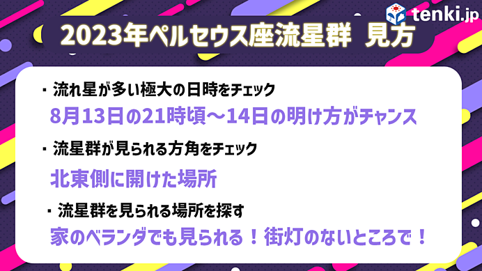 2023年のペルセウス座流星群の見方