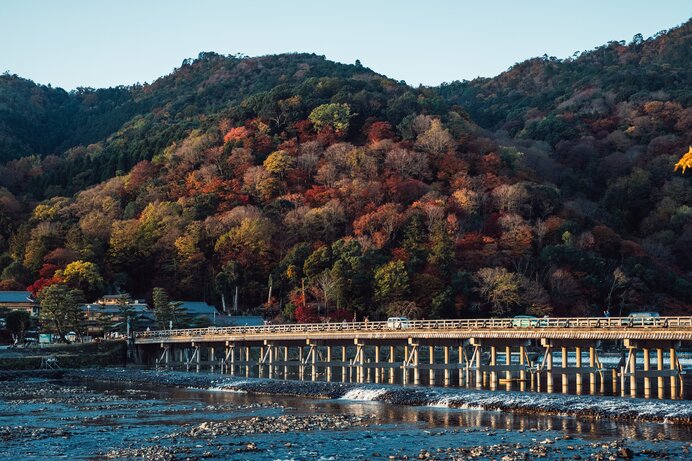 京都紅葉 嵐山 渡月橋 版画 ✽井堂 躍ら 雅夫 ✽