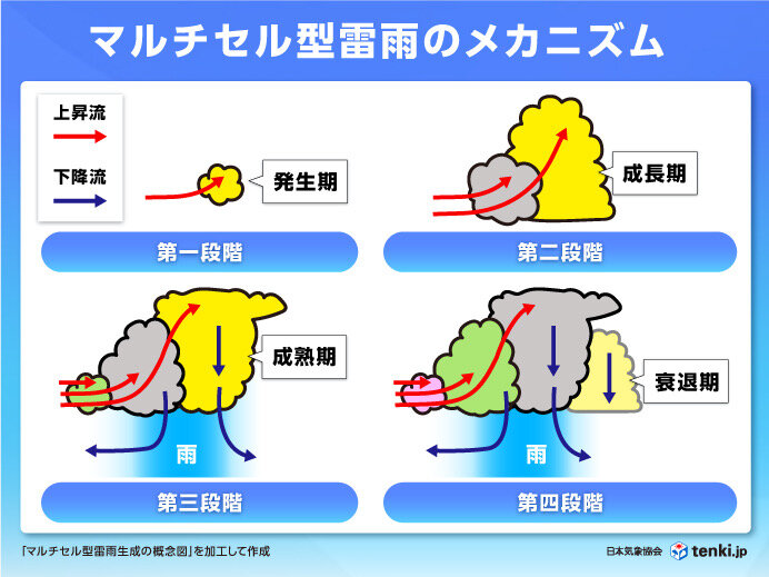 マルチセル型雷雨のメカニズム