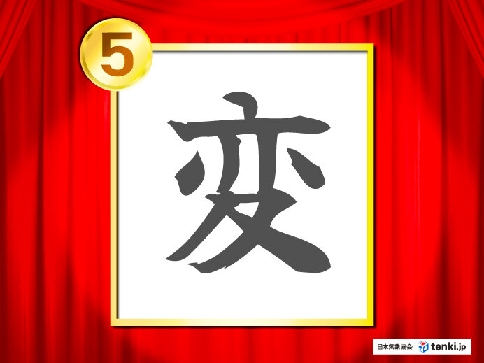 今年の天気を表す漢字5位「変」